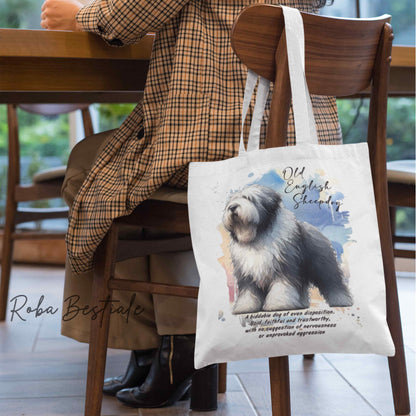Shopper BEHAVIOR - OLD ENGLISH SHEEPDOG - Standard FCI - Diversi colori disponibili, 100% Cotone