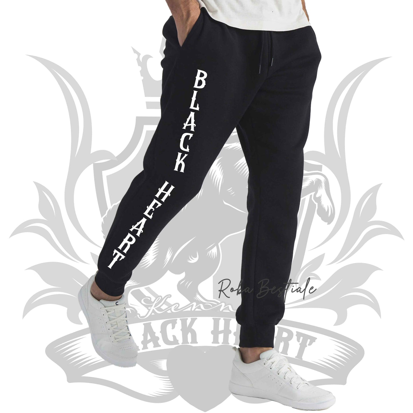 Pantalone BLACK HEART - Modello Astra - NERI - in Cotone, felpati internamente - Unisex, dalla XS ala XXL
