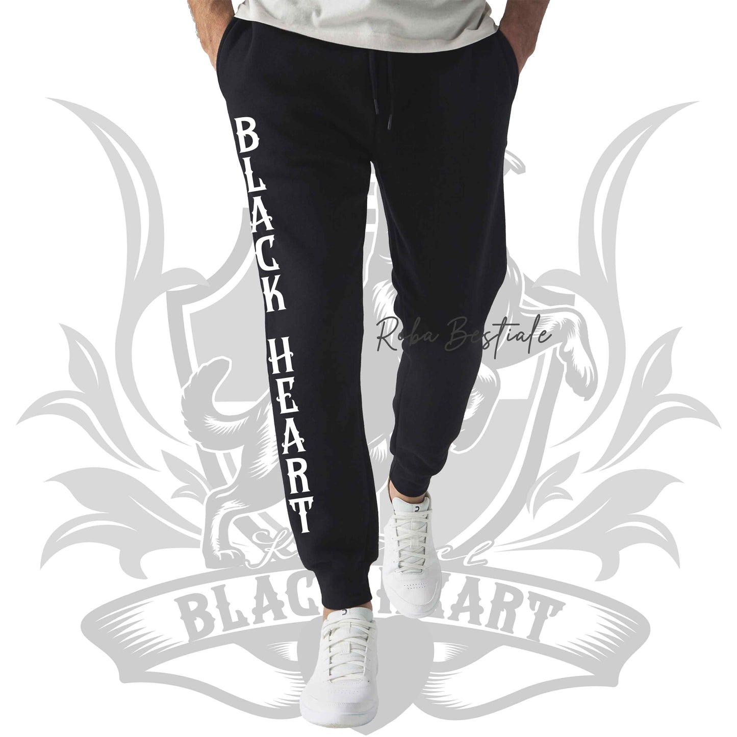 Pantalone BLACK HEART - Modello Astra - NERI - in Cotone, felpati internamente - Unisex, dalla XS ala XXL