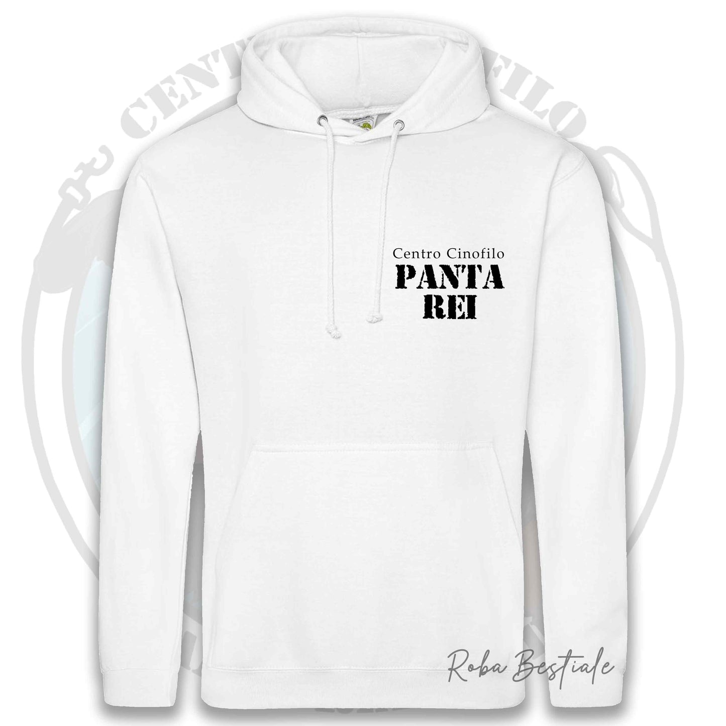 Felpa PANTA REI asd - BIANCA - Con Cappuccio e Tasconi - dalla XS alla 3XL