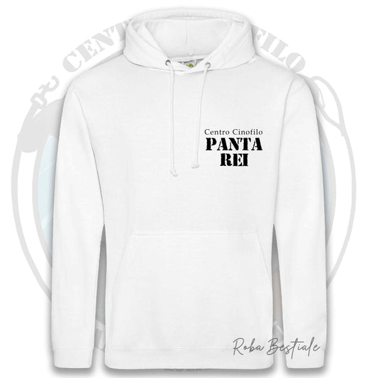 Felpa PANTA REI asd - BIANCA - Con Cappuccio e Tasconi - dalla XS alla 3XL