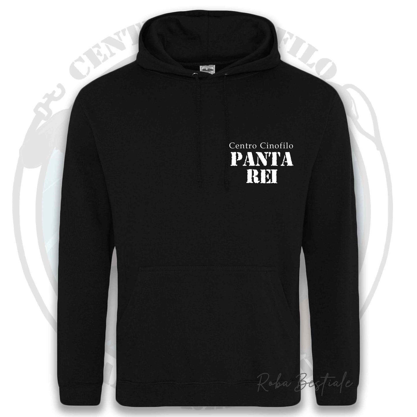 Felpa PANTA REI asd - NERA - Con Cappuccio e Tasconi - dalla XS alla 5XL