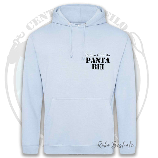 Felpa PANTA REI asd - SKY BLUE - Con Cappuccio e Tasconi - dalla XS alla 3XL