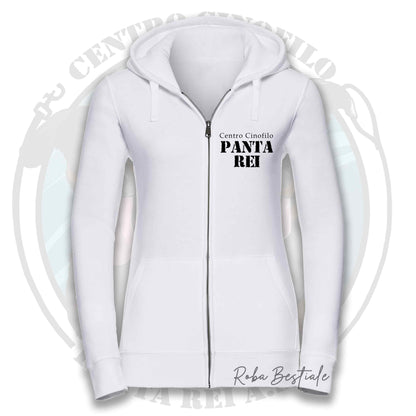 Felpa PANTA REI asd - BIANCA, NERA o GRIGIA - Full Zip, Uomo o Donna - dalla XS alla 5XL