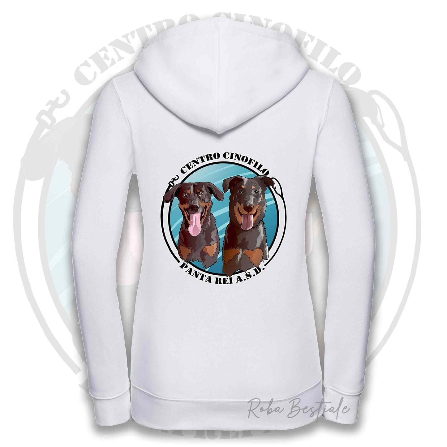 Felpa PANTA REI asd - BIANCA, NERA o GRIGIA - Full Zip, Uomo o Donna - dalla XS alla 5XL