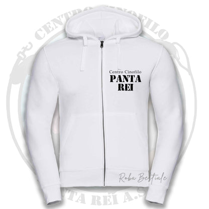 Felpa PANTA REI asd - BIANCA, NERA o GRIGIA - Full Zip, Uomo o Donna - dalla XS alla 5XL