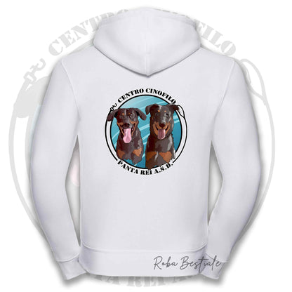 Felpa PANTA REI asd - BIANCA, NERA o GRIGIA - Full Zip, Uomo o Donna - dalla XS alla 5XL