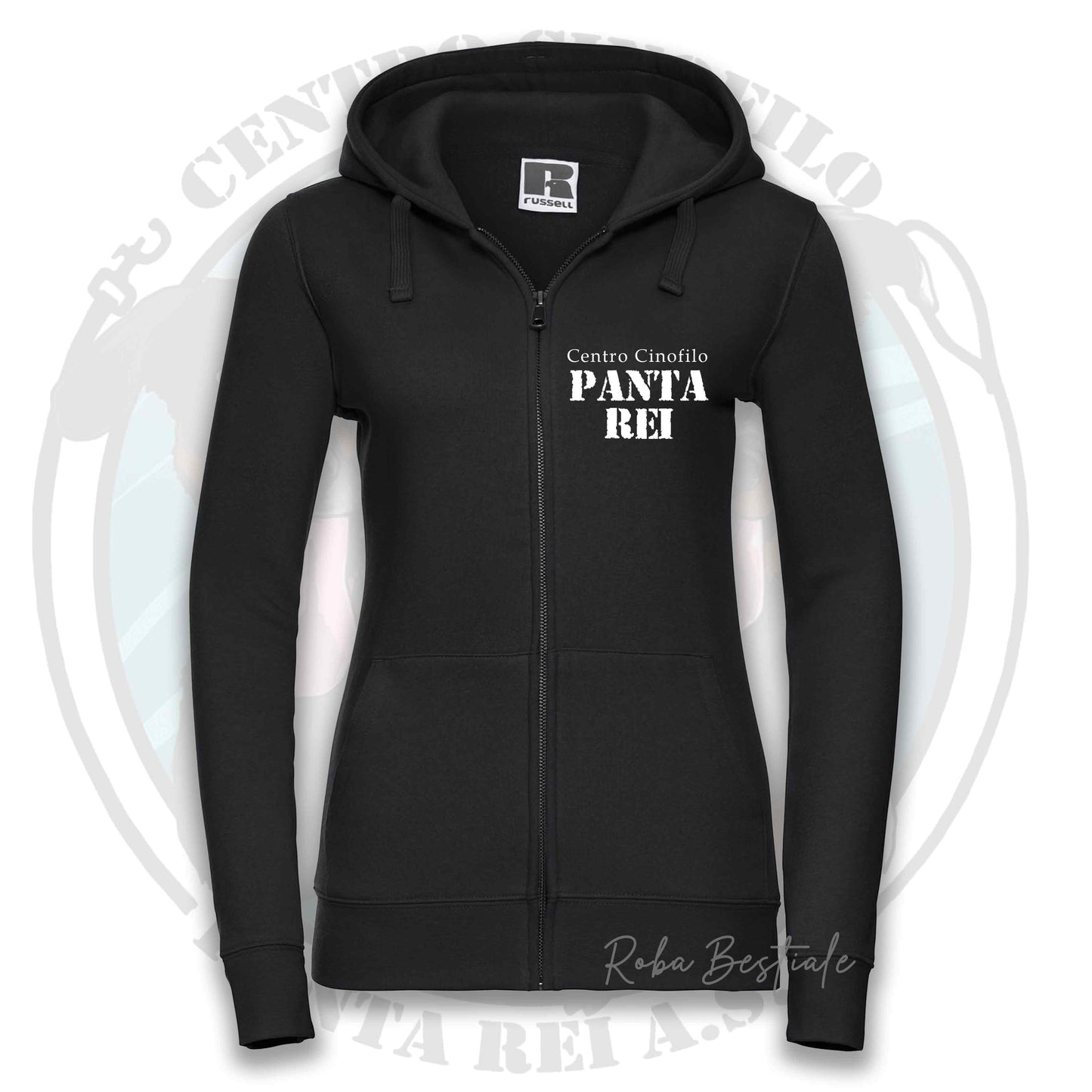 Felpa PANTA REI asd - BIANCA, NERA o GRIGIA - Full Zip, Uomo o Donna - dalla XS alla 5XL