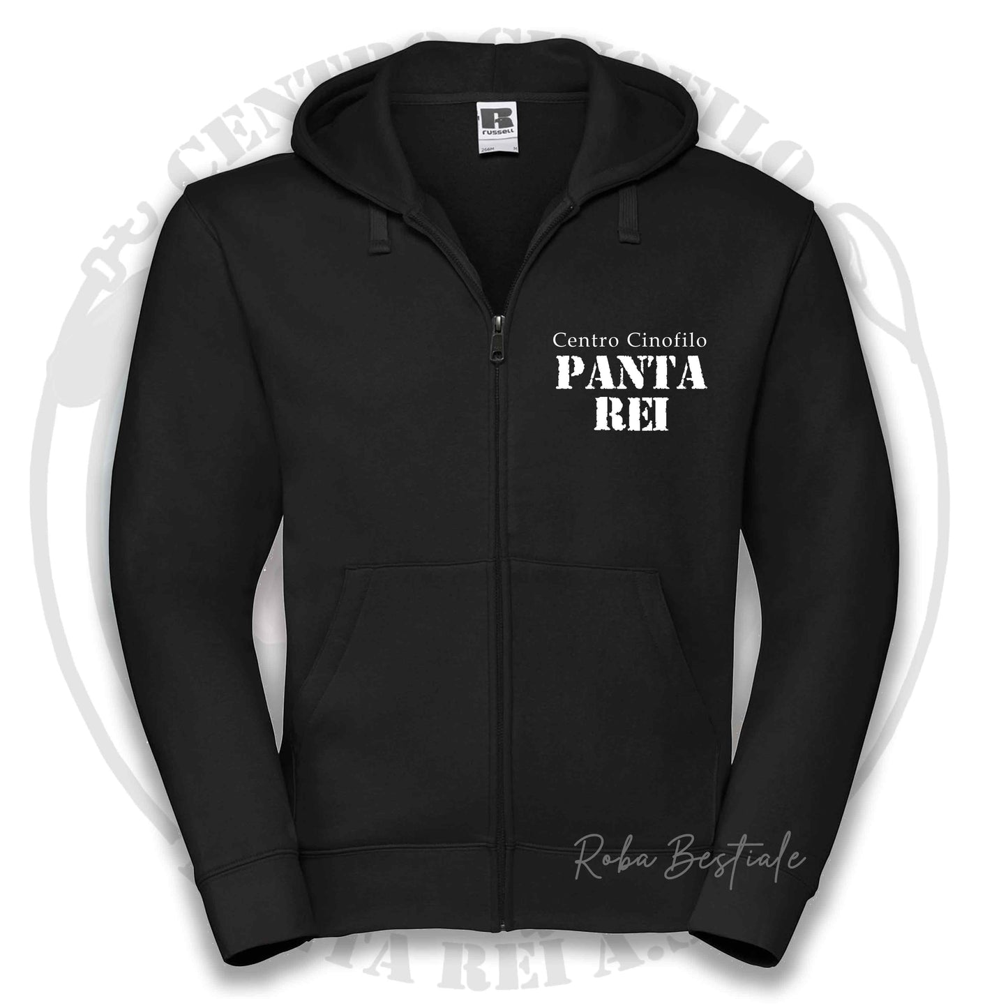 Felpa PANTA REI asd - BIANCA, NERA o GRIGIA - Full Zip, Uomo o Donna - dalla XS alla 5XL
