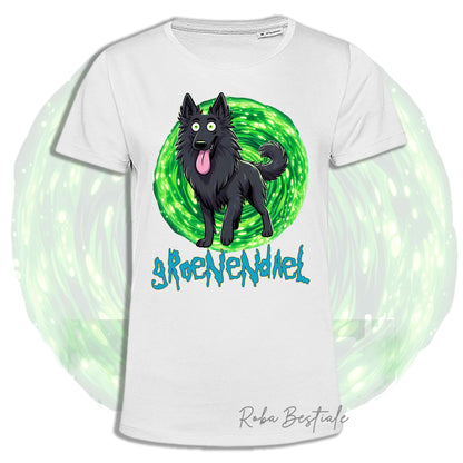 T-Shirt RICK & MORTY - PASTORE BELGA GROENENDAL - Bianca, Nera o Beige, Uomo o Donna, dalla XS alla 5XL