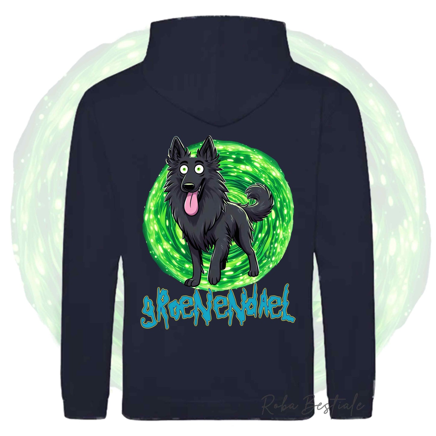 Felpa RICK&MORTY - PASTORE BELGA GROENENDAEL - Con Cappuccio e Tasconi, Unisex, in tanti colori - dalla XS alla 5XL