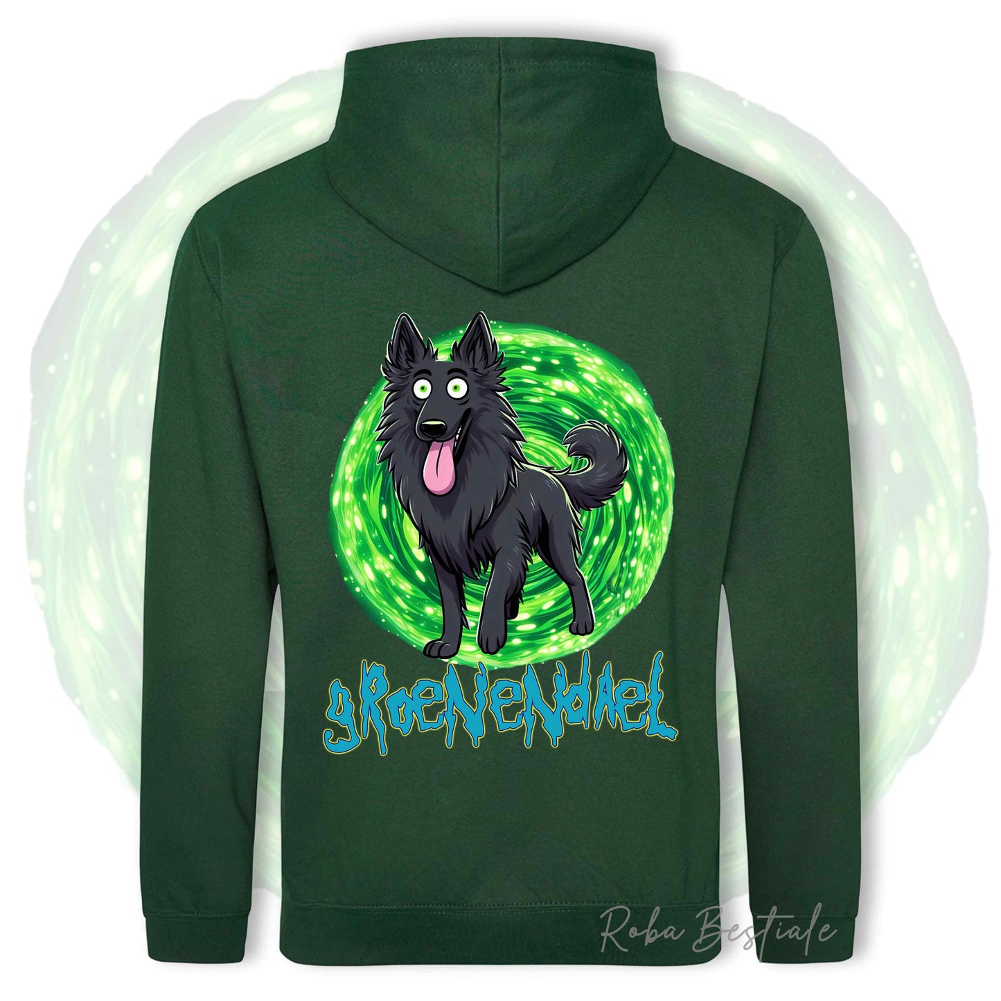 Felpa RICK&MORTY - PASTORE BELGA GROENENDAEL - Con Cappuccio e Tasconi, Unisex, in tanti colori - dalla XS alla 5XL