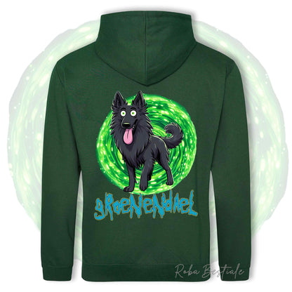 Felpa RICK&MORTY - PASTORE BELGA GROENENDAEL - Con Cappuccio e Tasconi, Unisex, in tanti colori - dalla XS alla 5XL