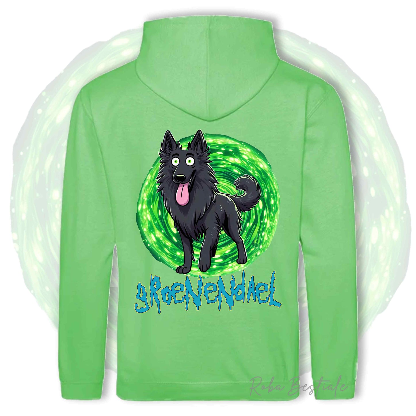 Felpa RICK&MORTY - PASTORE BELGA GROENENDAEL - Con Cappuccio e Tasconi, Unisex, in tanti colori - dalla XS alla 5XL