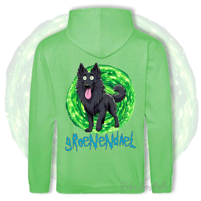 Felpa RICK&MORTY - PASTORE BELGA GROENENDAEL - Con Cappuccio e Tasconi, Unisex, in tanti colori - dalla XS alla 5XL