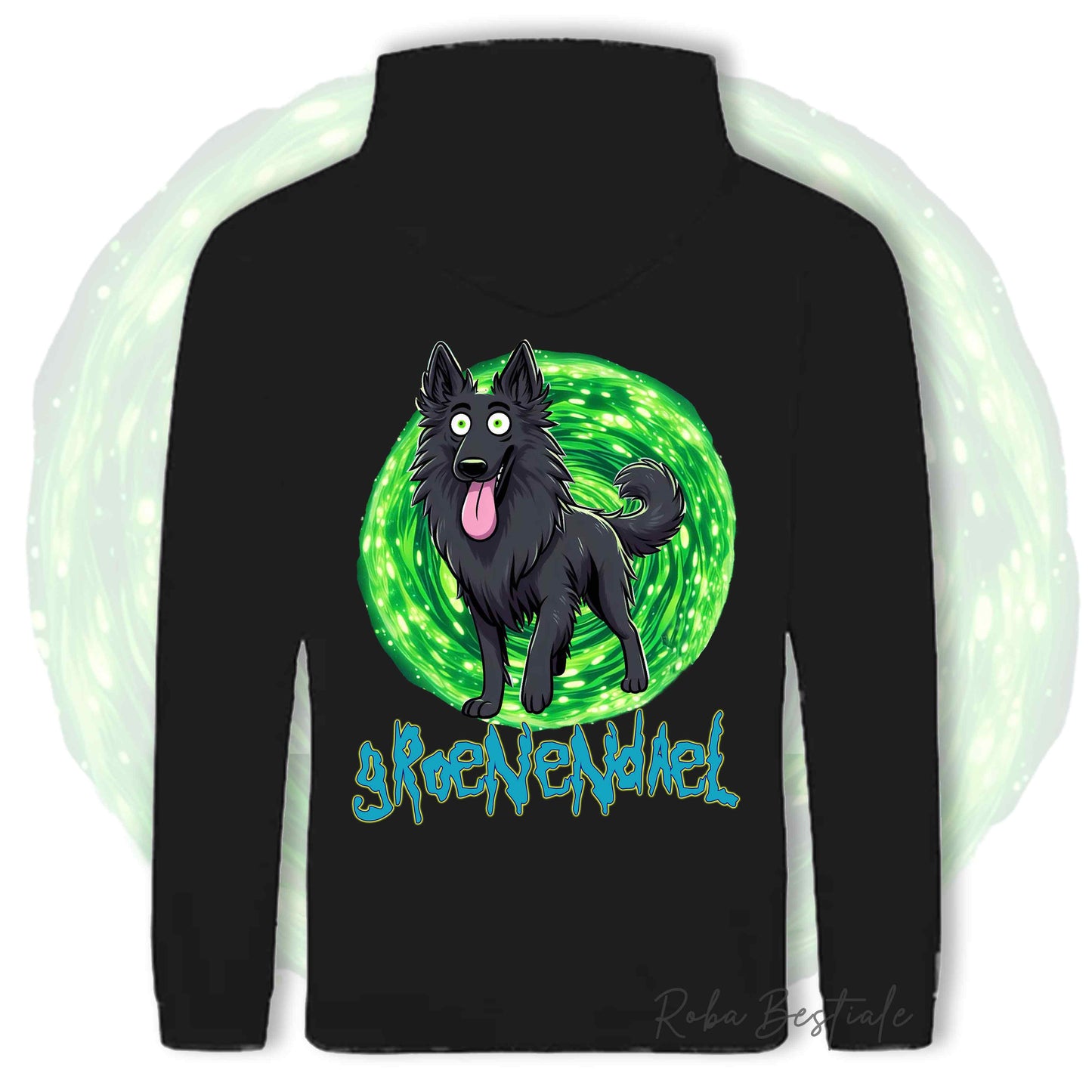 Felpa RICK&MORTY - PASTORE BELGA GROENENDAEL - Con Cappuccio e Tasconi, Unisex, in tanti colori - dalla XS alla 5XL