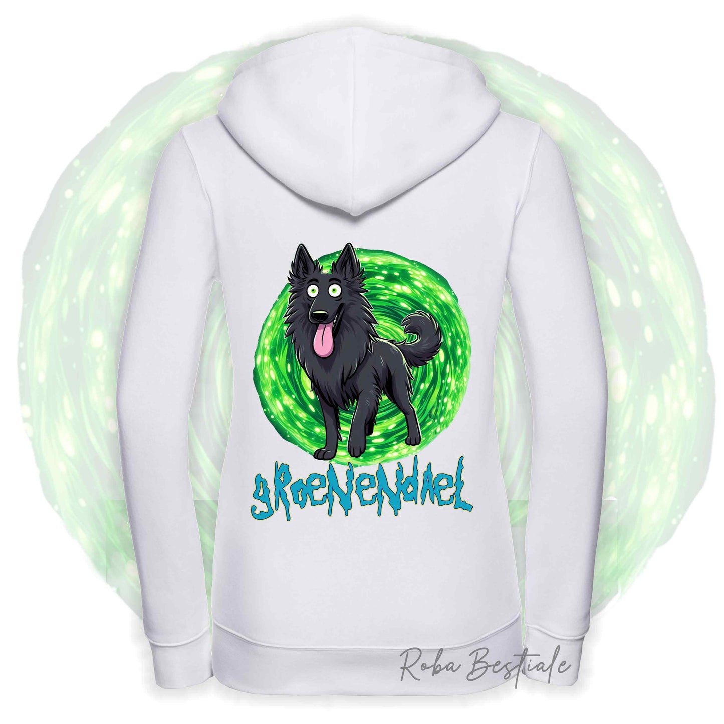 Felpa RICK&MORTY - PASTORE BELGA GROENENDAEL - Con Cappuccio e Full Zip, Uomo o Donna, in tanti colori - dalla XS alla 5XL