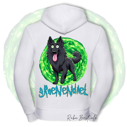 Felpa RICK&MORTY - PASTORE BELGA GROENENDAEL - Con Cappuccio e Full Zip, Uomo o Donna, in tanti colori - dalla XS alla 5XL