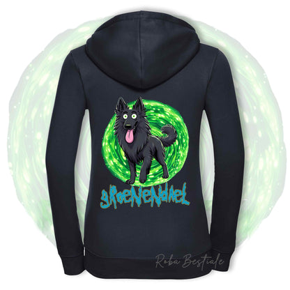 Felpa RICK&MORTY - PASTORE BELGA GROENENDAEL - Con Cappuccio e Full Zip, Uomo o Donna, in tanti colori - dalla XS alla 5XL