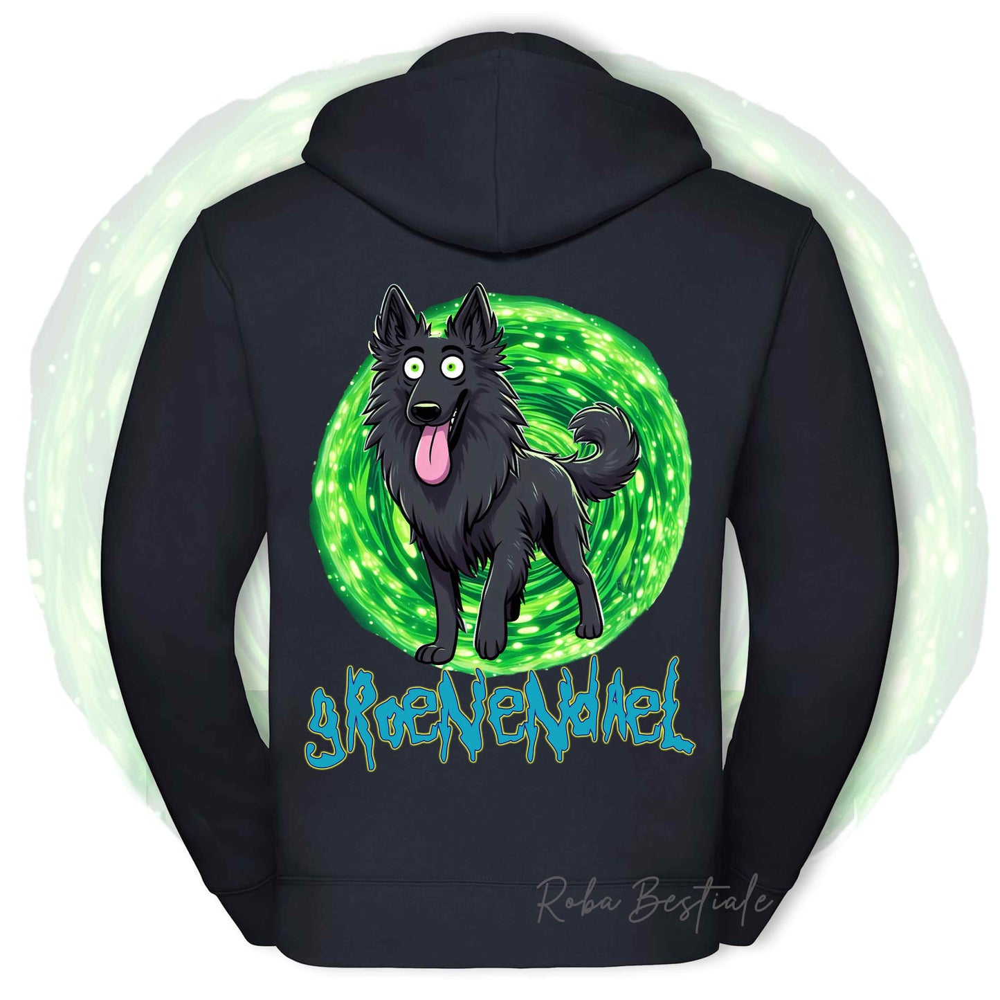 Felpa RICK&MORTY - PASTORE BELGA GROENENDAEL - Con Cappuccio e Full Zip, Uomo o Donna, in tanti colori - dalla XS alla 5XL