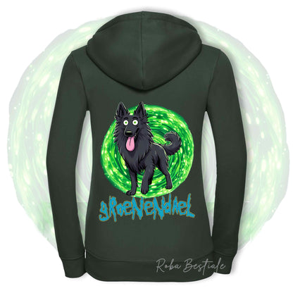 Felpa RICK&MORTY - PASTORE BELGA GROENENDAEL - Con Cappuccio e Full Zip, Uomo o Donna, in tanti colori - dalla XS alla 5XL
