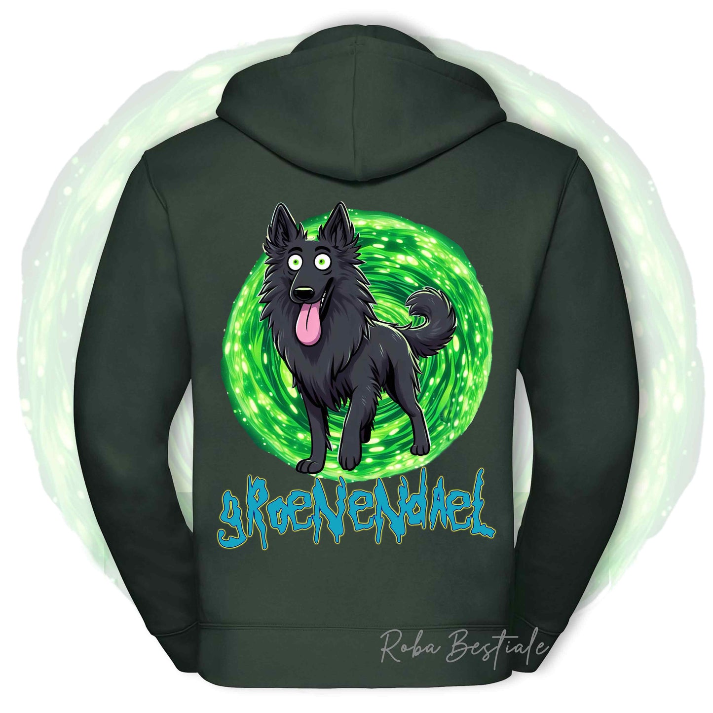 Felpa RICK&MORTY - PASTORE BELGA GROENENDAEL - Con Cappuccio e Full Zip, Uomo o Donna, in tanti colori - dalla XS alla 5XL