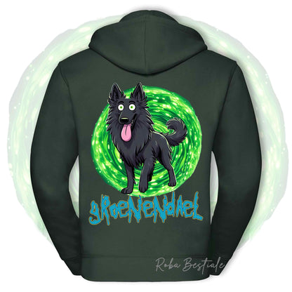 Felpa RICK&MORTY - PASTORE BELGA GROENENDAEL - Con Cappuccio e Full Zip, Uomo o Donna, in tanti colori - dalla XS alla 5XL