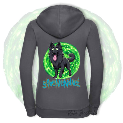 Felpa RICK&MORTY - PASTORE BELGA GROENENDAEL - Con Cappuccio e Full Zip, Uomo o Donna, in tanti colori - dalla XS alla 5XL