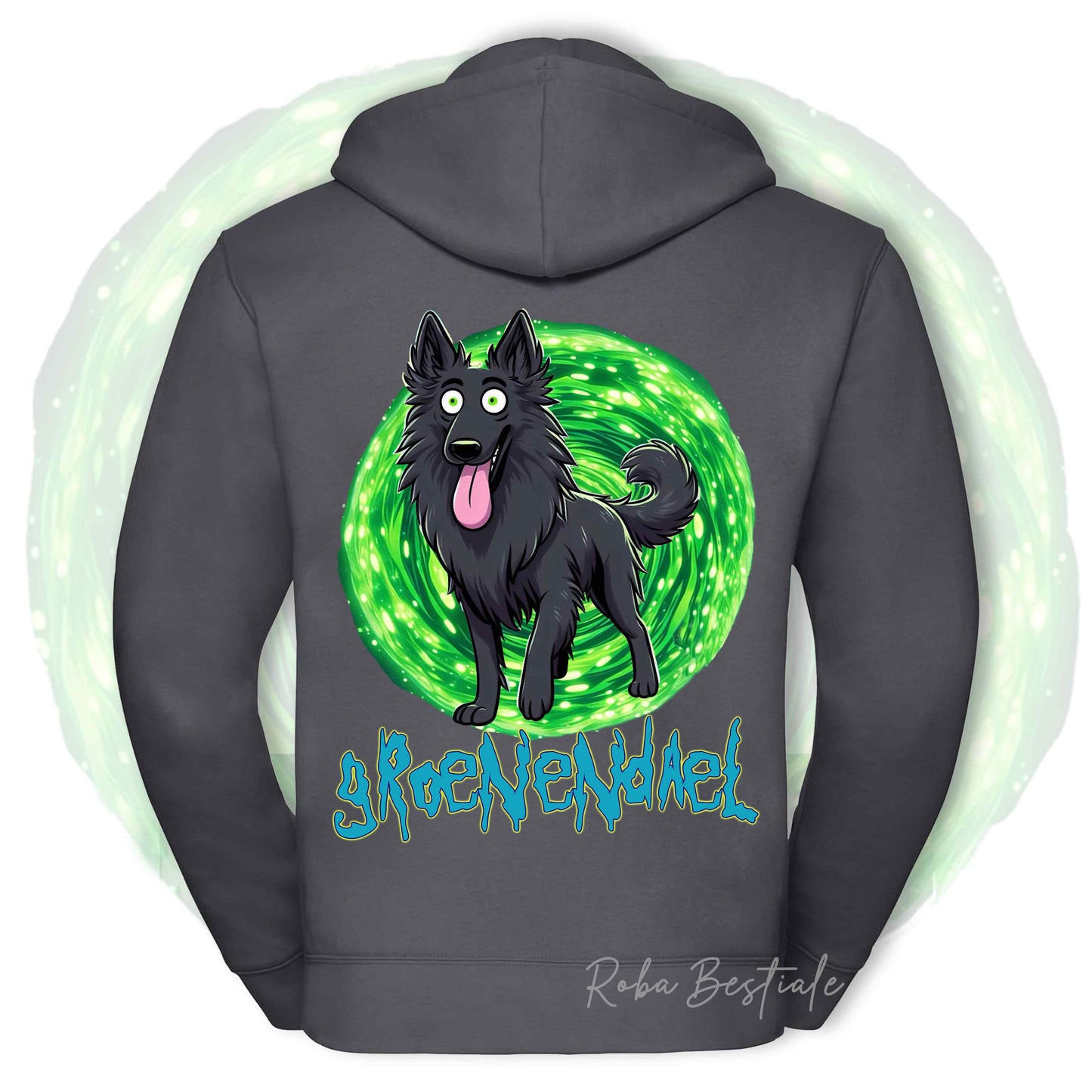 Felpa RICK&MORTY - PASTORE BELGA GROENENDAEL - Con Cappuccio e Full Zip, Uomo o Donna, in tanti colori - dalla XS alla 5XL