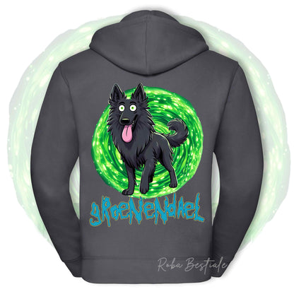 Felpa RICK&MORTY - PASTORE BELGA GROENENDAEL - Con Cappuccio e Full Zip, Uomo o Donna, in tanti colori - dalla XS alla 5XL