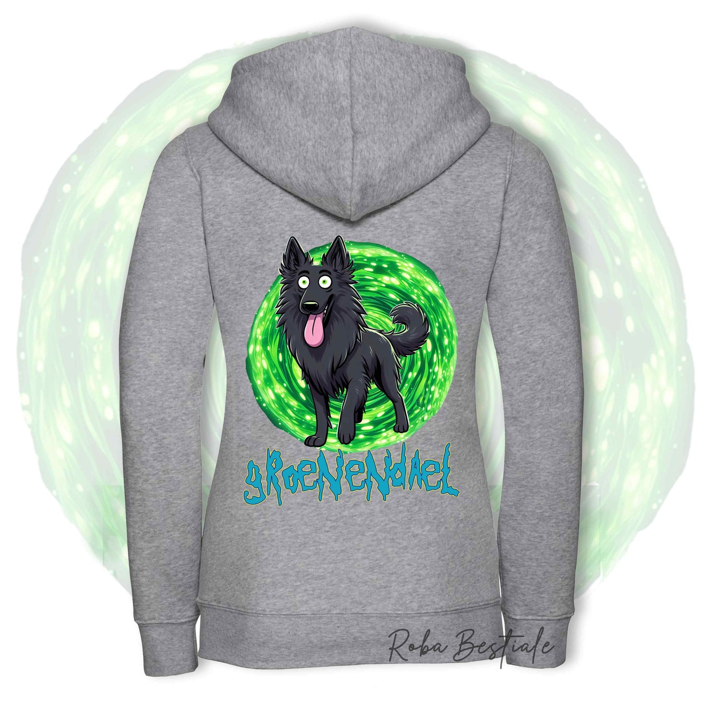 Felpa RICK&MORTY - PASTORE BELGA GROENENDAEL - Con Cappuccio e Full Zip, Uomo o Donna, in tanti colori - dalla XS alla 5XL