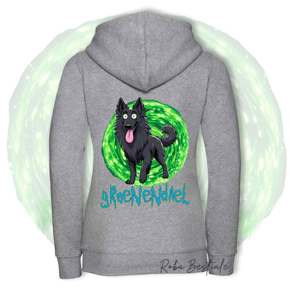 Felpa RICK&MORTY - PASTORE BELGA GROENENDAEL - Con Cappuccio e Full Zip, Uomo o Donna, in tanti colori - dalla XS alla 5XL