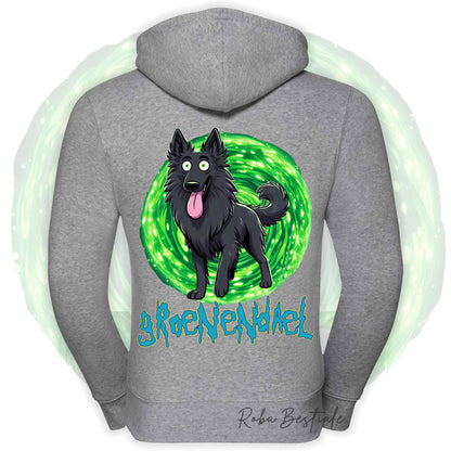 Felpa RICK&MORTY - PASTORE BELGA GROENENDAEL - Con Cappuccio e Full Zip, Uomo o Donna, in tanti colori - dalla XS alla 5XL