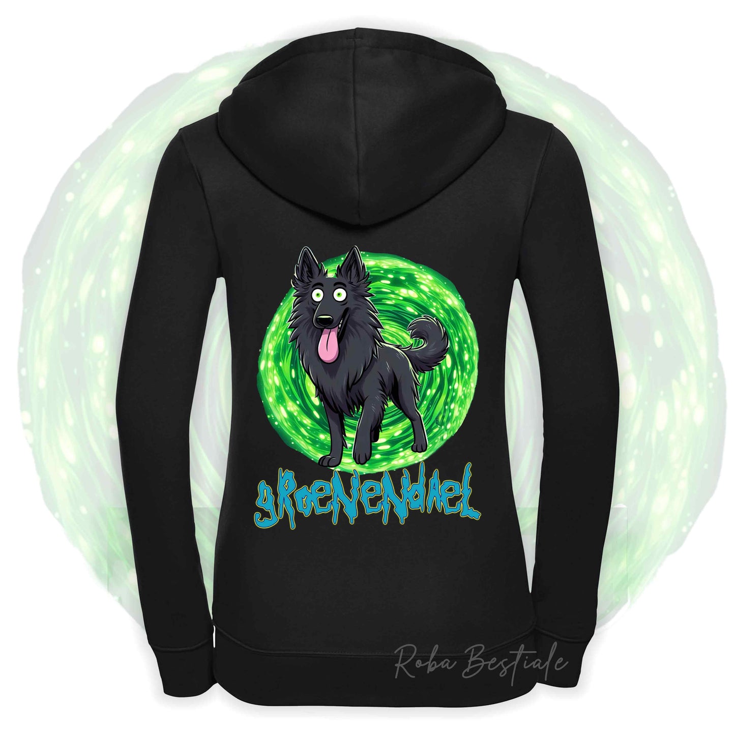 Felpa RICK&MORTY - PASTORE BELGA GROENENDAEL - Con Cappuccio e Full Zip, Uomo o Donna, in tanti colori - dalla XS alla 5XL