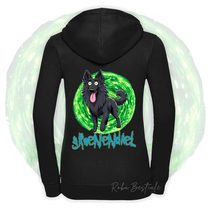 Felpa RICK&MORTY - PASTORE BELGA GROENENDAEL - Con Cappuccio e Full Zip, Uomo o Donna, in tanti colori - dalla XS alla 5XL