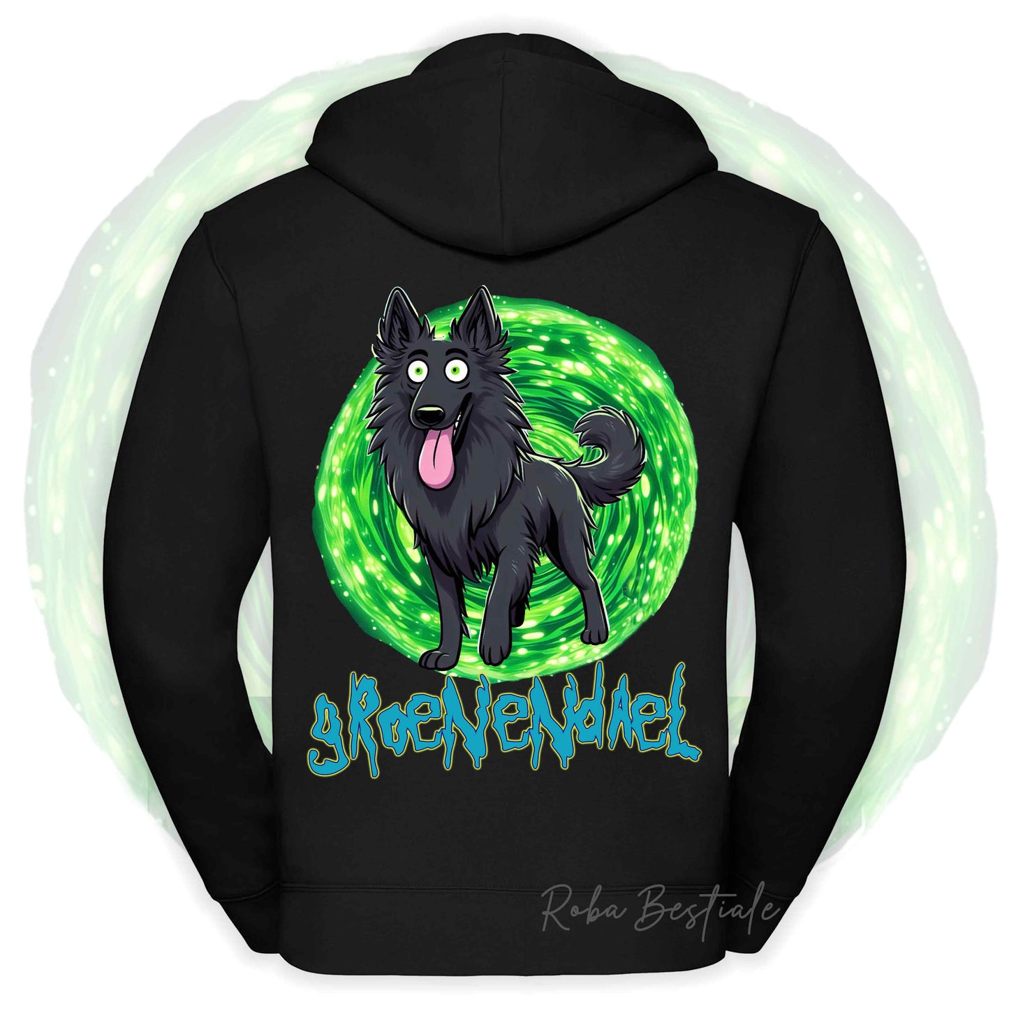 Felpa RICK&MORTY - PASTORE BELGA GROENENDAEL - Con Cappuccio e Full Zip, Uomo o Donna, in tanti colori - dalla XS alla 5XL