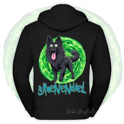 Felpa RICK&MORTY - PASTORE BELGA GROENENDAEL - Con Cappuccio e Full Zip, Uomo o Donna, in tanti colori - dalla XS alla 5XL