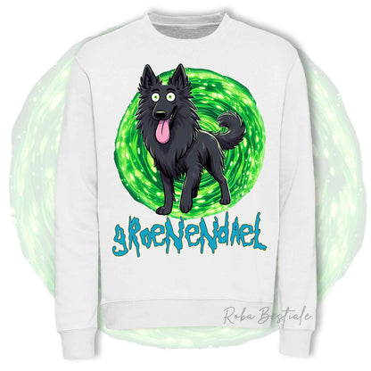 Felpa Invernale RICK&MORTY - PASTORE BELGA GROENENDAEL - Girocollo, Unisex, in tanti colori! - dalla XS alla 3XL