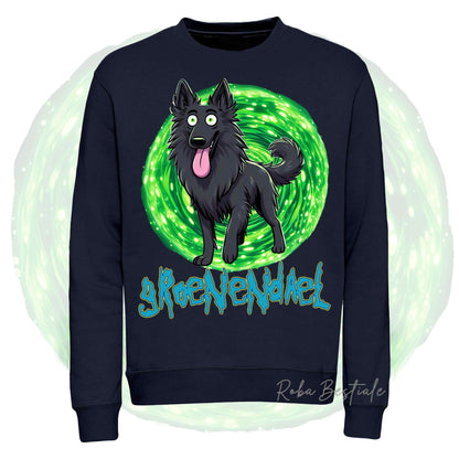 Felpa Invernale RICK&MORTY - PASTORE BELGA GROENENDAEL - Girocollo, Unisex, in tanti colori! - dalla XS alla 3XL