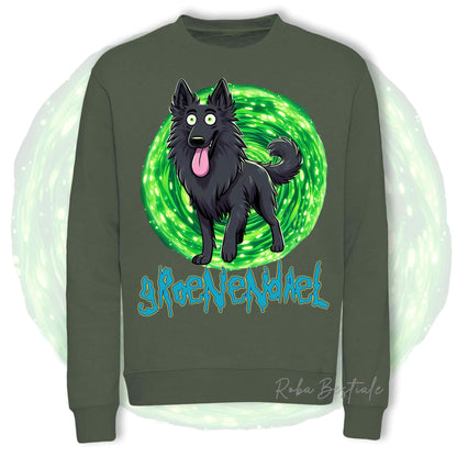 Felpa Invernale RICK&MORTY - PASTORE BELGA GROENENDAEL - Girocollo, Unisex, in tanti colori! - dalla XS alla 3XL