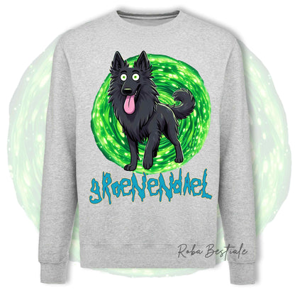 Felpa Invernale RICK&MORTY - PASTORE BELGA GROENENDAEL - Girocollo, Unisex, in tanti colori! - dalla XS alla 3XL