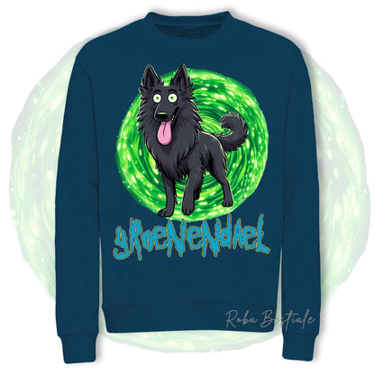 Felpa Invernale RICK&MORTY - PASTORE BELGA GROENENDAEL - Girocollo, Unisex, in tanti colori! - dalla XS alla 3XL