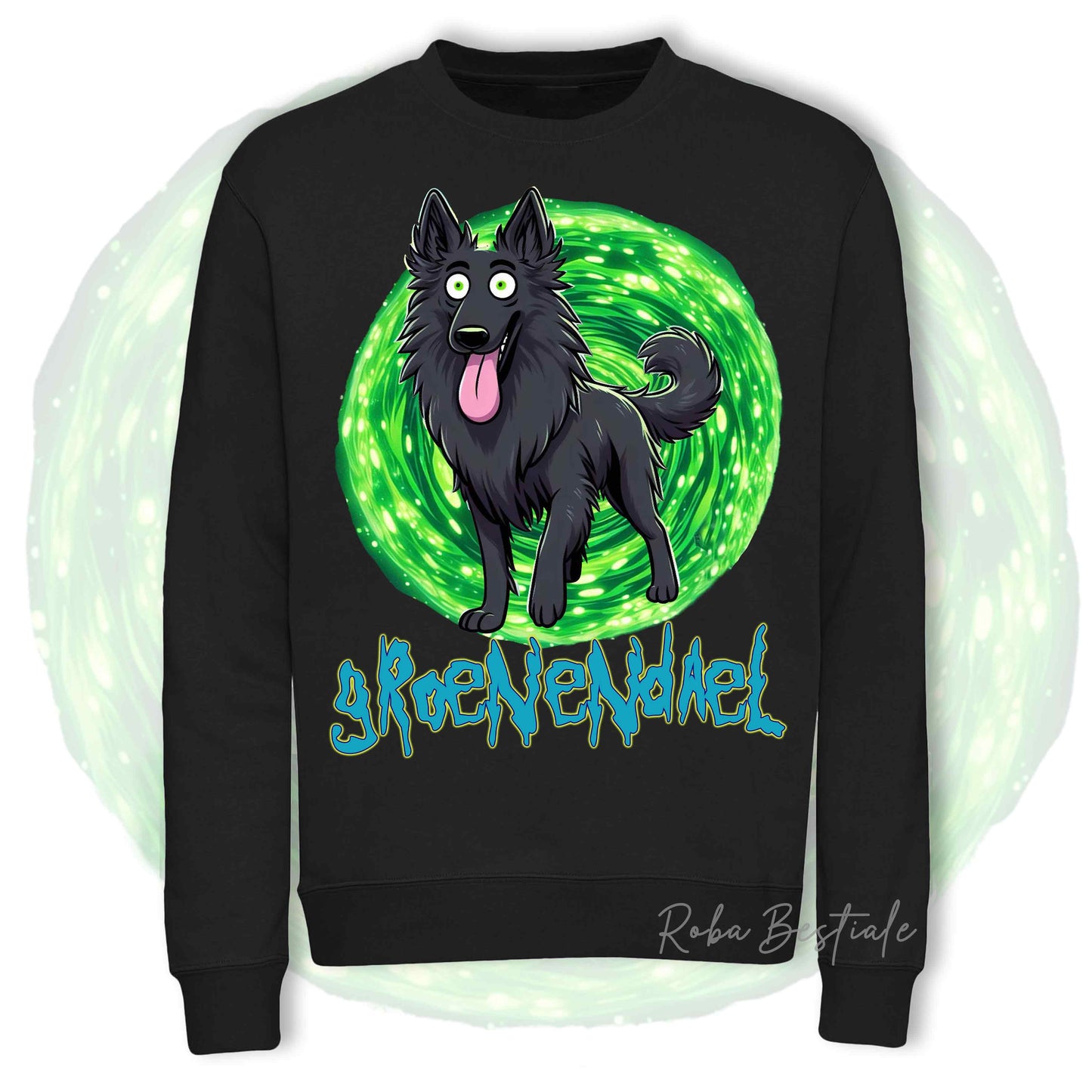 Felpa Invernale RICK&MORTY - PASTORE BELGA GROENENDAEL - Girocollo, Unisex, in tanti colori! - dalla XS alla 3XL