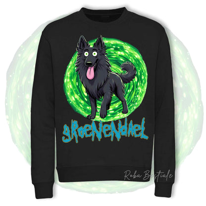 Felpa Invernale RICK&MORTY - PASTORE BELGA GROENENDAEL - Girocollo, Unisex, in tanti colori! - dalla XS alla 3XL