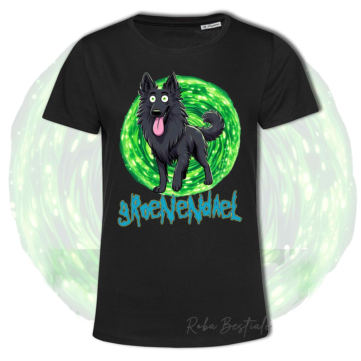 T-Shirt RICK & MORTY - PASTORE BELGA GROENENDAL - Bianca, Nera o Beige, Uomo o Donna, dalla XS alla 5XL