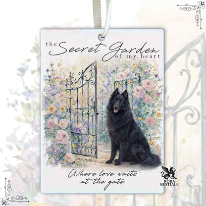 Profumatore SECRET GARDEN - PASTORE BELGA GROENENDAEL - In Feltro, con cordino - 7,5 x 10 cm