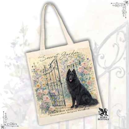 Tote Bag SECRET GARDEN - PASTORE BELGA GROENENDAEL - 100% Cotone - Bianca o Beige