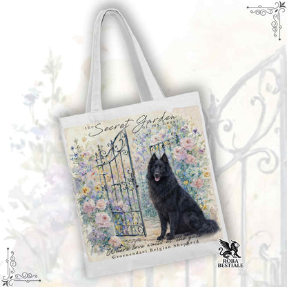 Tote Bag SECRET GARDEN - PASTORE BELGA GROENENDAEL - 100% Cotone - Bianca o Beige