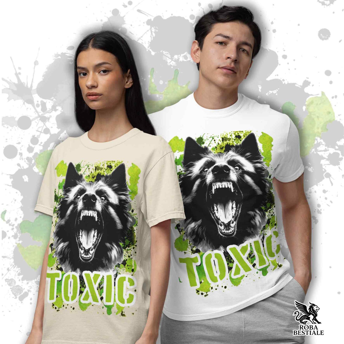 T-Shirt TOXIC - PASTORE BELGA GROENENDAEL - Bianca o Beige, da Uomo o da Donna - dalla XS alla 5XL