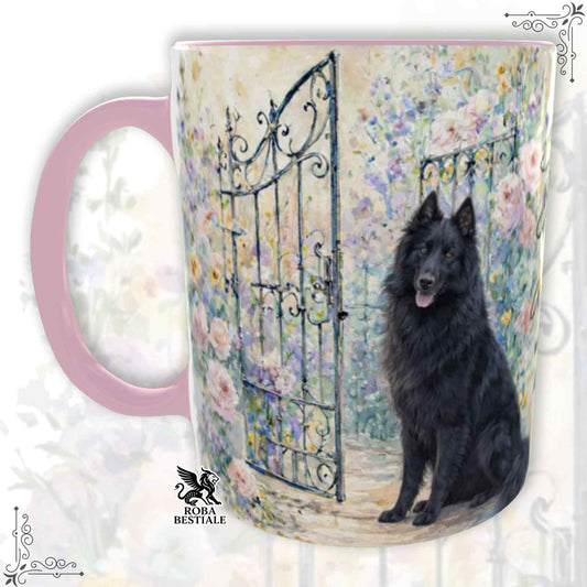 Tazza SECRET GARDEN - PASTORE BELGA GROENENDAEL - Dettagli ROSA - 330 ml - in Ceramica